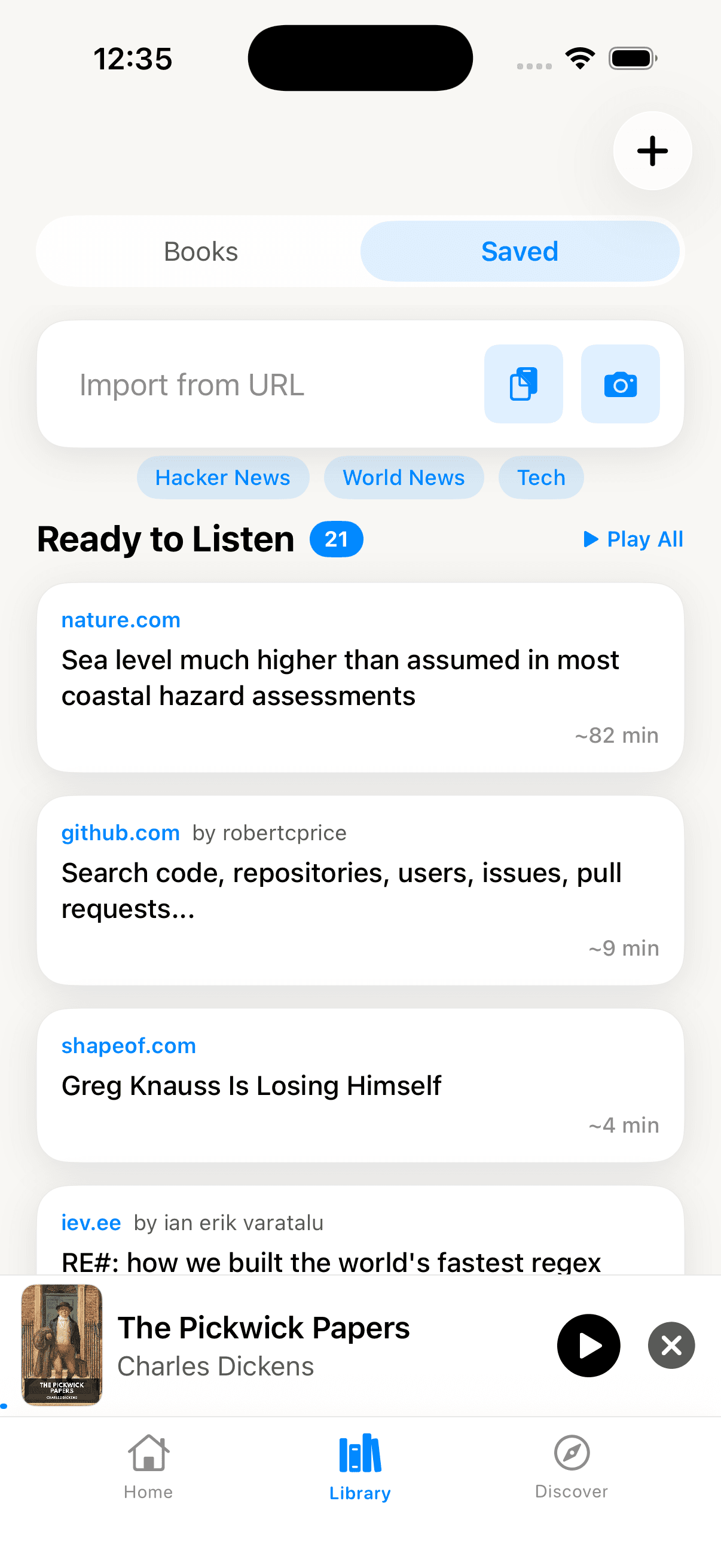Saved articles